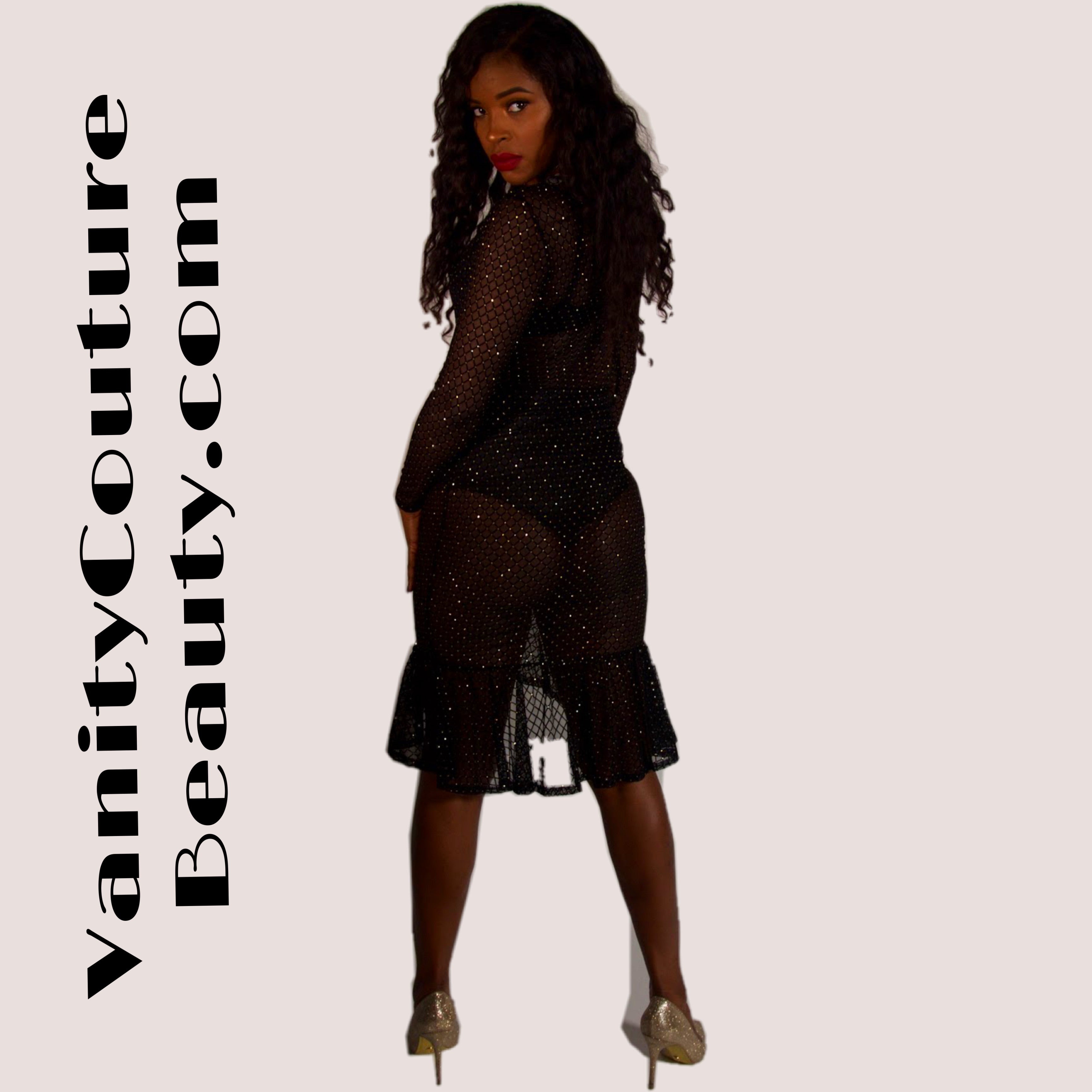 Overnight Embellished Dress -Black